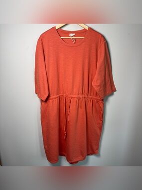 Pact Organic Cotton Terracotta Drawstring Waist Pockets T-Shirt Dress Size XXXL